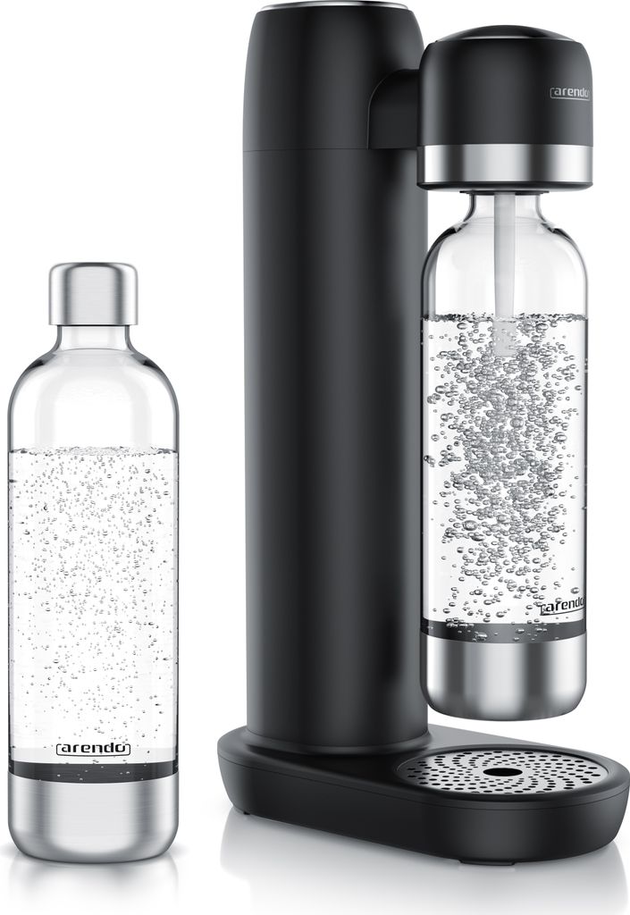 Arendo Wassersprudler, Soda Maker, inkl. 2x 1L PET-Flasche, BPA-frei, fein dosierbar, kompatibel mit 60l CO2-Zylindern, SodaStream Easy/Cool, PET/A...
