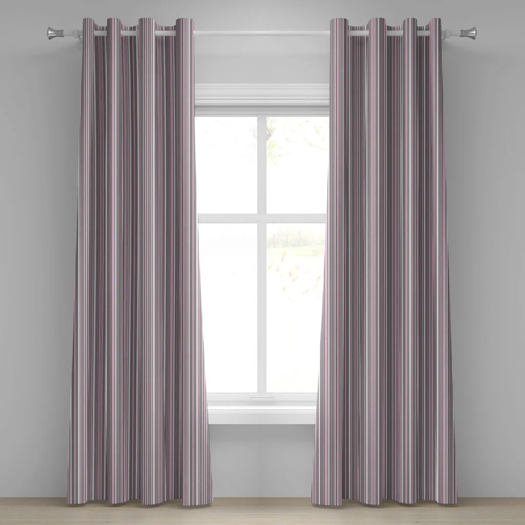 ABAKUHAUS Tenda con occhielli geometrica, motivo a strisce - l'arte moderna ha ispirato linee verticali geometriche astratte, tende decorative a 2 pannelli, 280 cm x 225 cm, taupe caldo rosa bianco