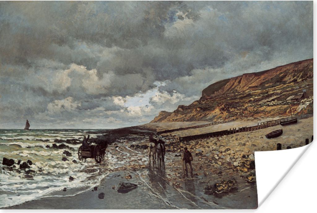 MuchoWow Poster Kap der Hève bei Ebbe - Gemälde von Claude Monet 90x60 cm - Schlafzimmer
