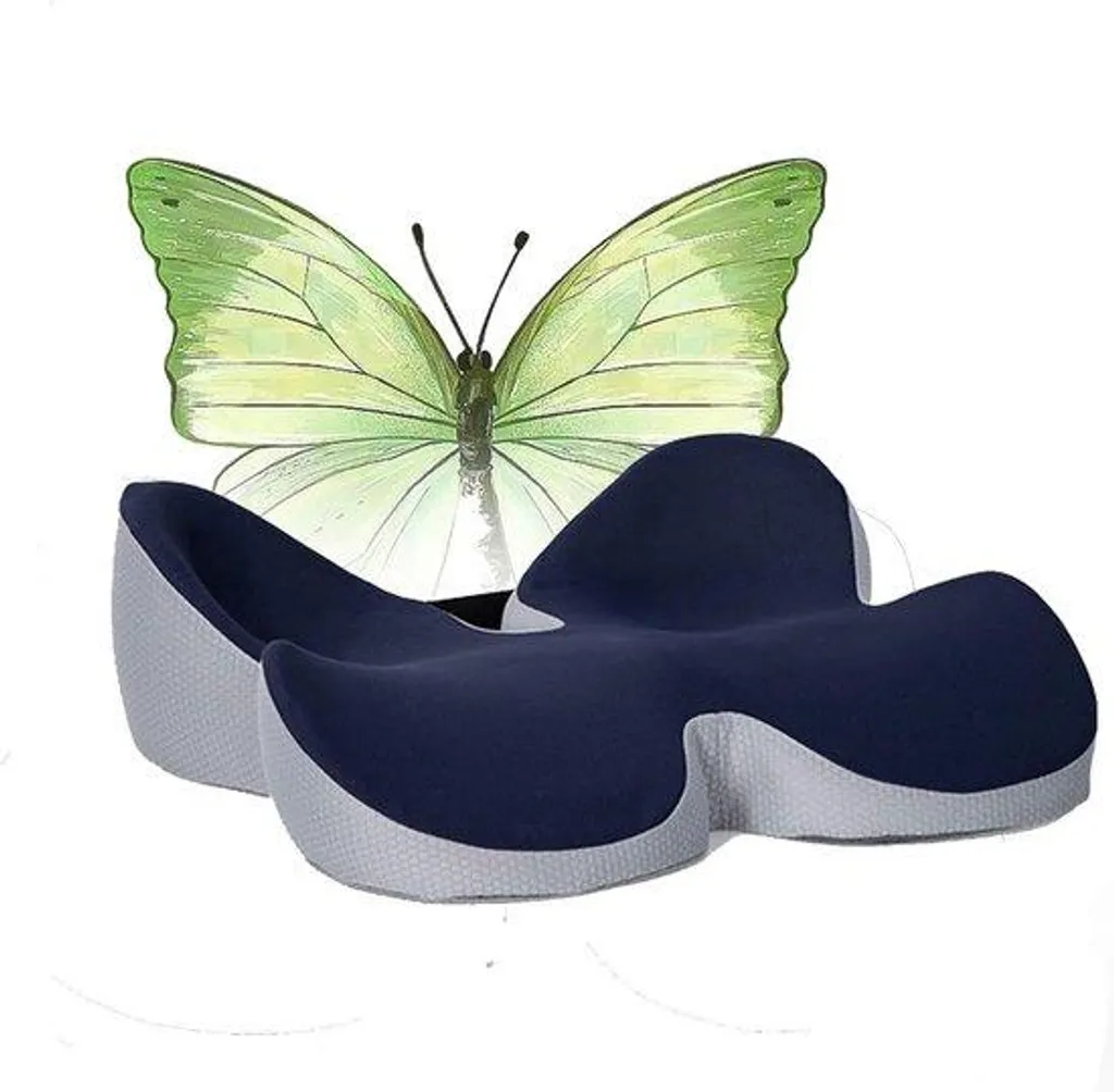 Coussin d'assise mémoire de forme bleu ergonomique pour coccyx et dos
