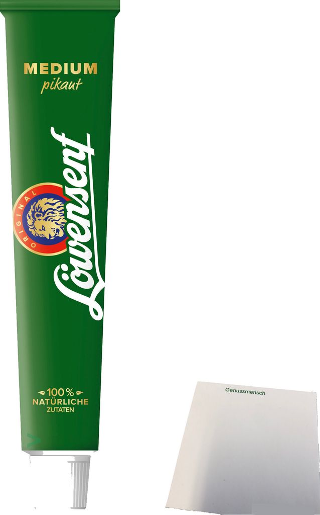 Löwensenf Medium würzig in der Tube mit 100% natürlichen Zutaten (100ml Tube) + usy Block