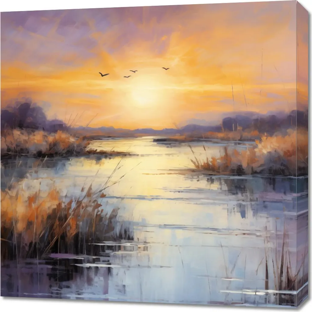 Quadro 70x70 cm Tramonto sulle paludi