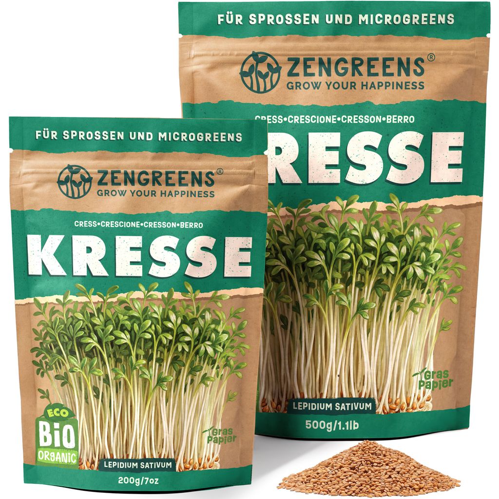 ZenGreens® Bio Kresse Keimsaat 200 g – Sprossensamen für Produktbild 