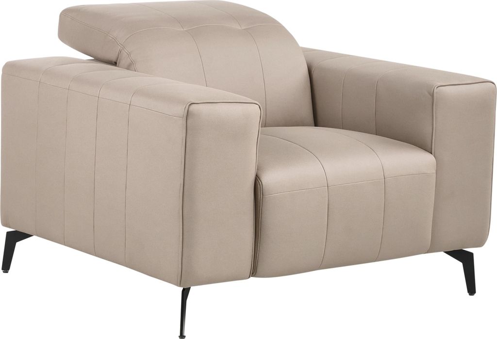 BELIANI Sessel Taupe Kunstleder mit Metallbeinen Armlehnen Verstellbarer Kopfstütze Modernes Design r Polstersessel Lederoptik Armsessel