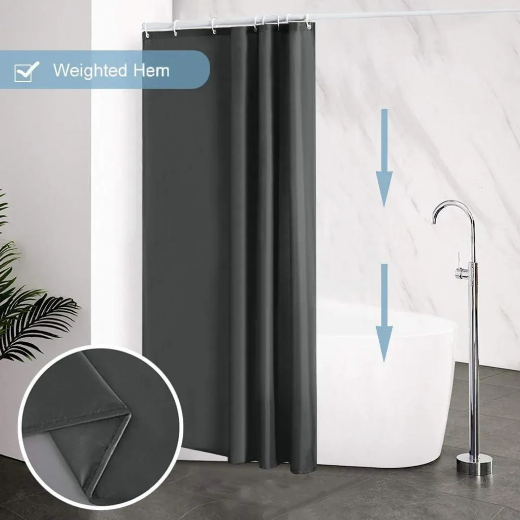 Rideau de douche 120x180 textile imperméable polyester gris foncé