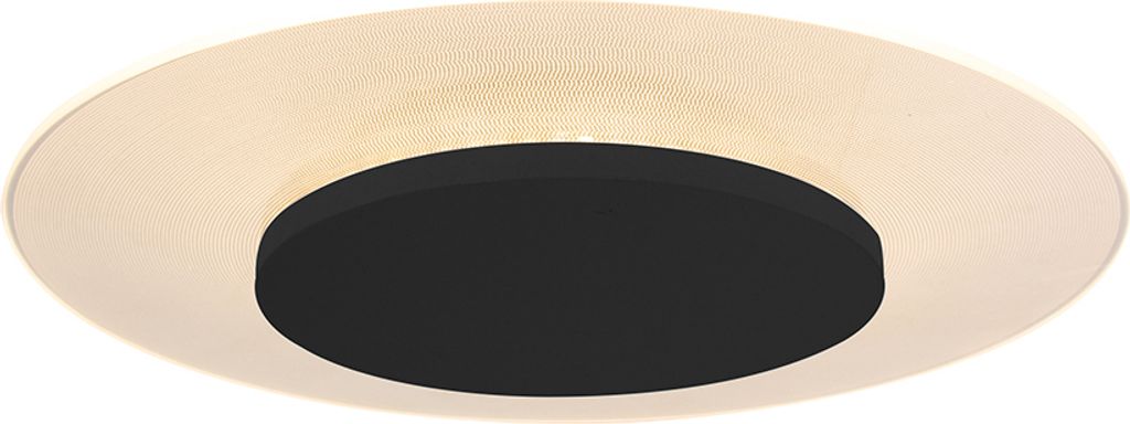 Steinhauer Deckenleuchte Lido 1-flammig Schwarz Matt/ Transparent 36x36cm