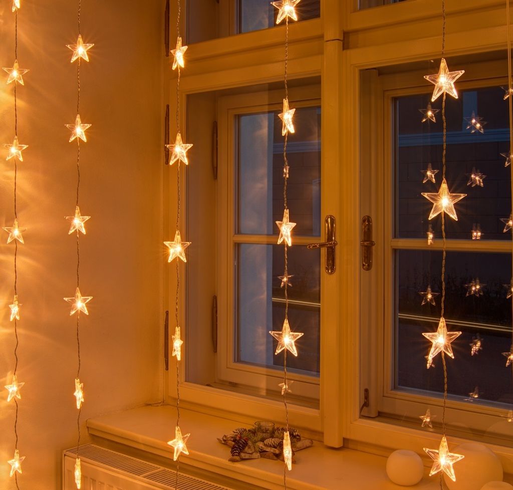 Weihnachtsfensterbeleuchtung 1,2 x 1,2 m, verkettbar, Sterne