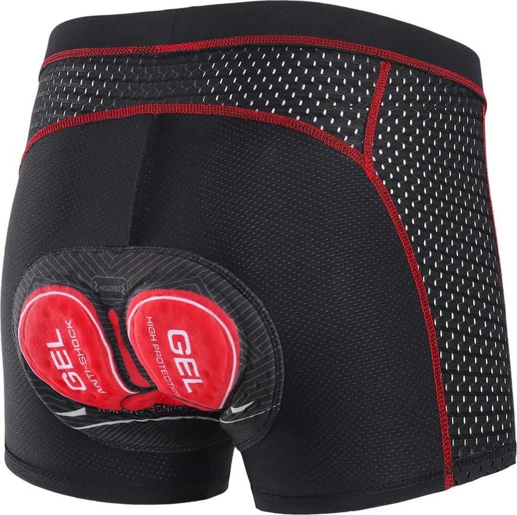 Gepolsterte Radhose für Männer Herren Radhose mit Polsterung Radhose für Männer Radfahren Reiten Shorts Bike Reiten Unterwäsche Schwarz mit ro...