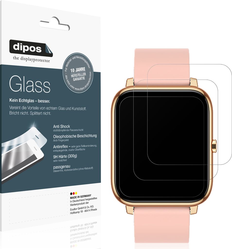 1x Schutzfolie für Kalinco CS201C Smartwatch matt - Anti-Shock 9H Folie dipos Glass Kunststoffglas