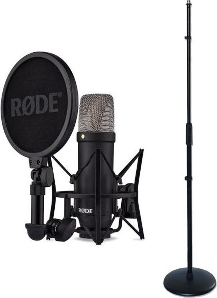 Rode Studio-Mikrofon NT1 Signature Black mit geradem Mikrofonständer