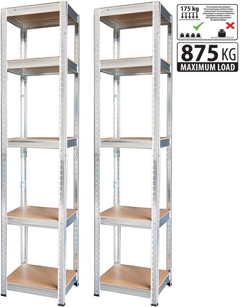 Regál Racks, kovový, MDF, 5 polic, 1800x400x400 mm, bal. Obrázek produktu 
