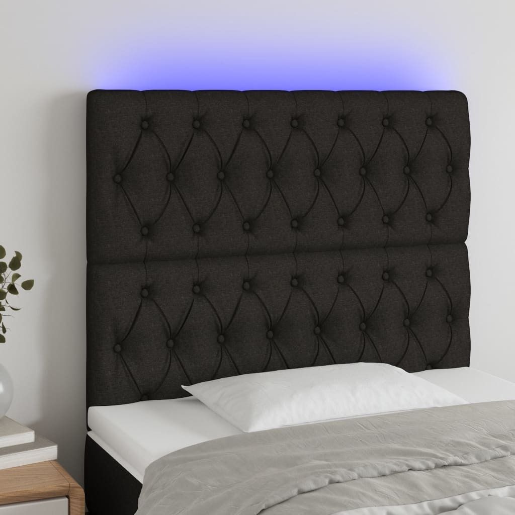 Maison Exclusive - LED Kopfteil Schwarz 100x7x118/128 cm Stoff