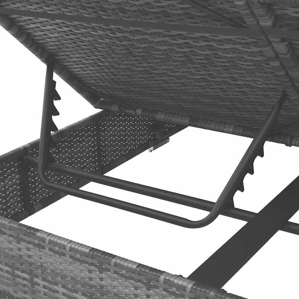 vidaXL Outdoor-Lounge-Bett mit Vorhängen Poly Rattan Grau Produktbild 7