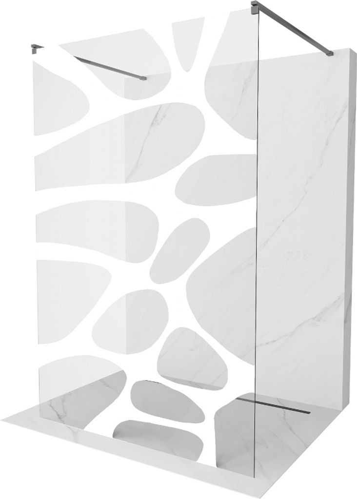 Mexen Kioto Duschwand 100x200cm, Weiß/Gun Metal, 8mm Hartglas
