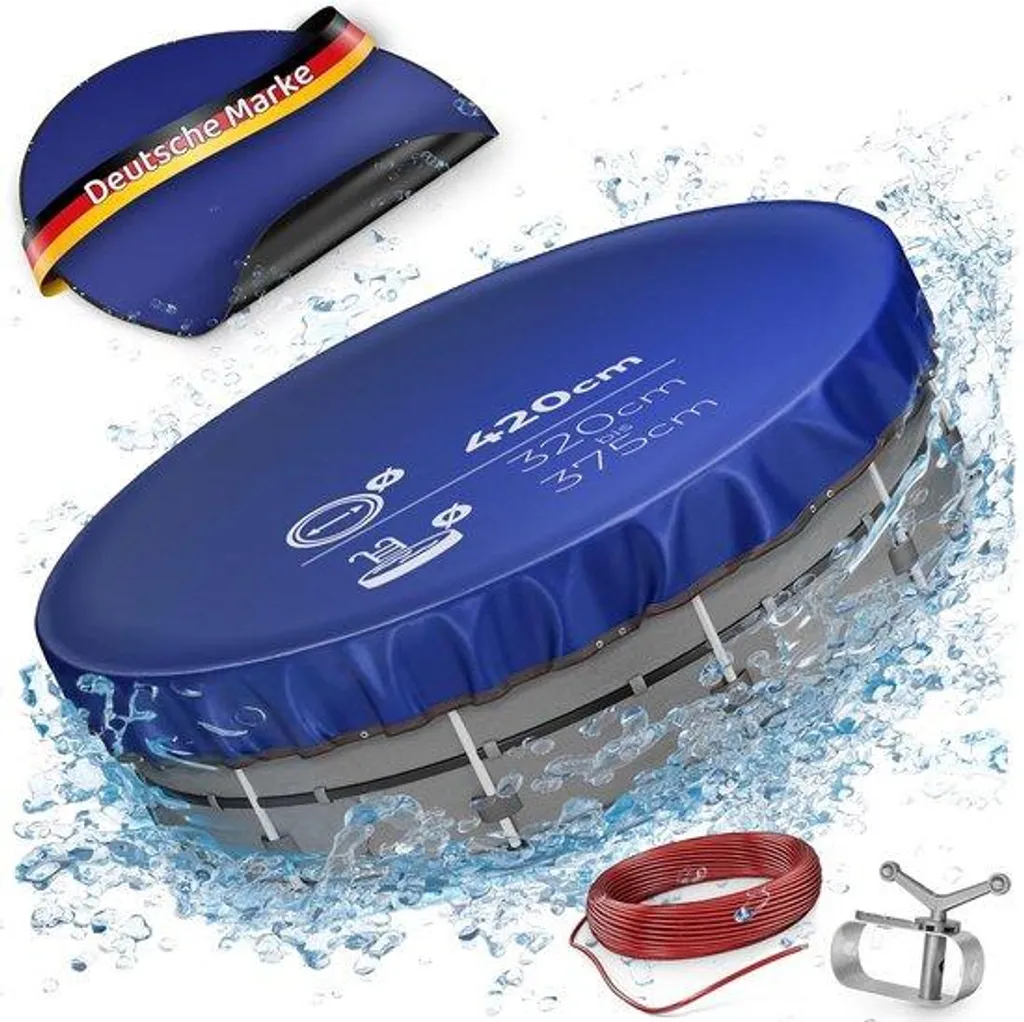 Couverture de piscine ronde Ø 420 cm bâche noire et bleue 200g