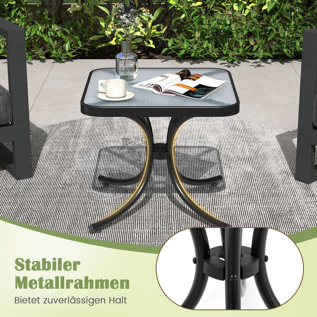 GOPLUS Gartentisch Metall, 50cm Beistelltisch Outdoor mit Produktbild 4