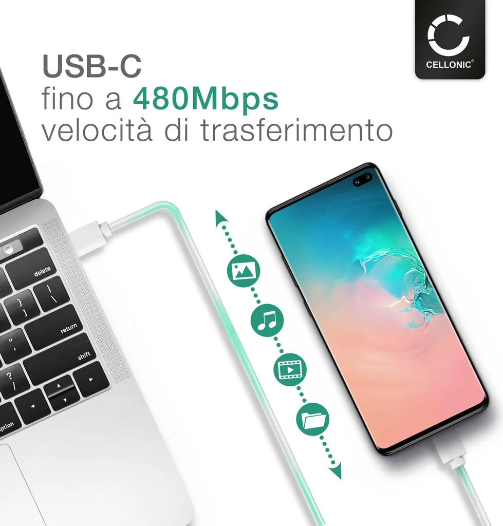 Cavo USB C Gaming per ROG Phone 5 Ultimate e Zenfone - CELLONIC 1m - 3