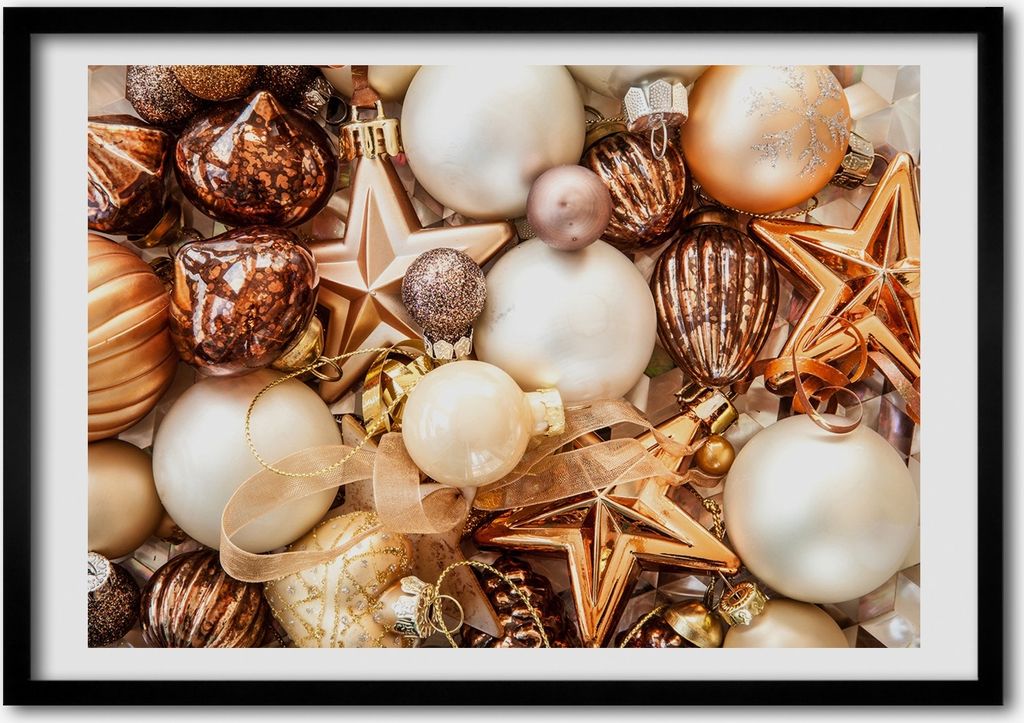 Bild - Bilder - Bilderrahmen - 70 cm x 50 cm - MDF-Rahmen, Wandkunst Weihnachtskugeln