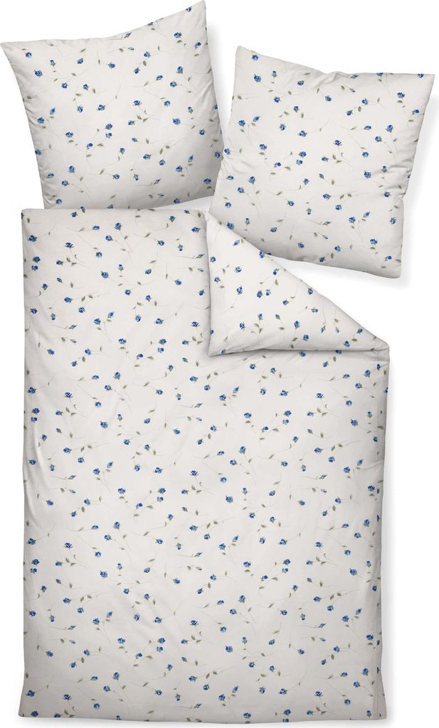 Janine Mako-Soft-Seersucker Bettwäsche TANGO 2174 155X220,80x80 cm Farbe blau