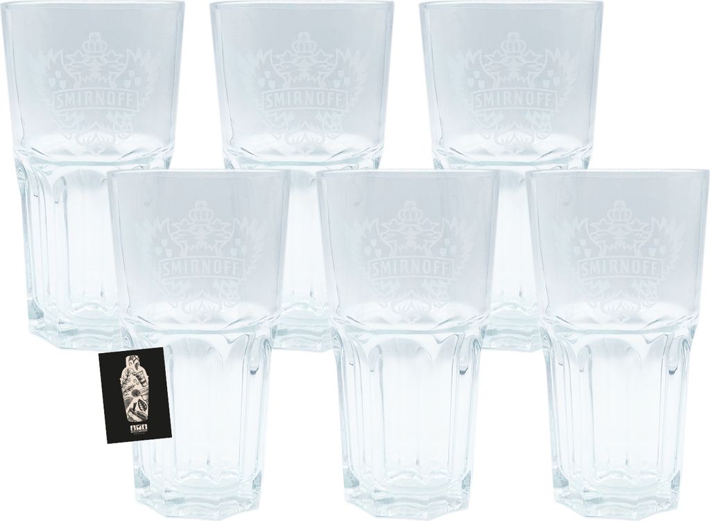Smirnoff Vodka Glas 6er-Set Gläser Cocktailglas Longdrink Bar Fassungsvermögen: ca. 250ml