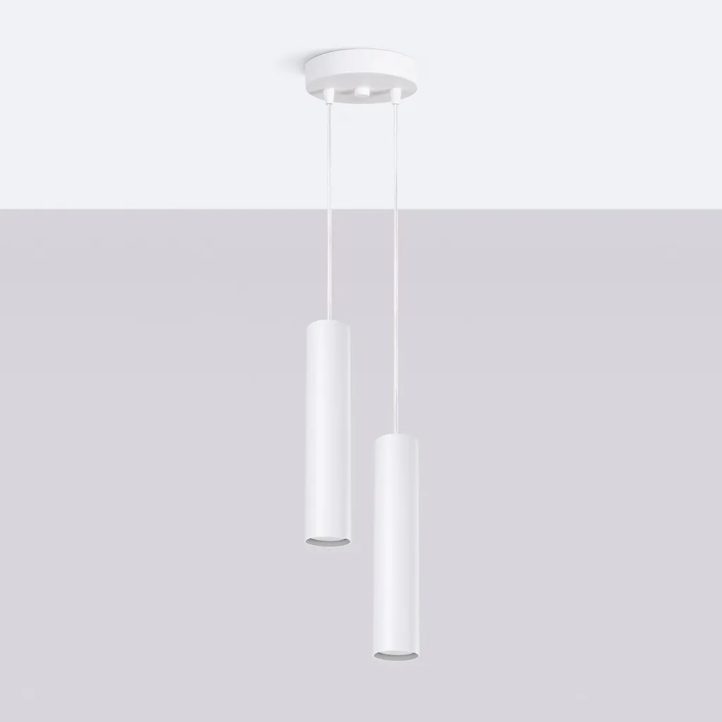 Lustre suspension barre blanche 2 spots GU10 design industriel chic