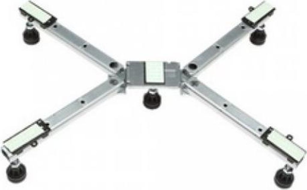 A shower tray support frame with adjustable feet.