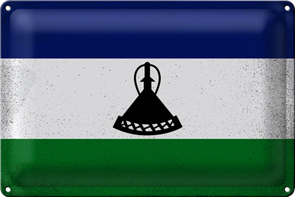 Blechschild Flagge Lesotho 30x20cm Flag of Lesotho Vintage