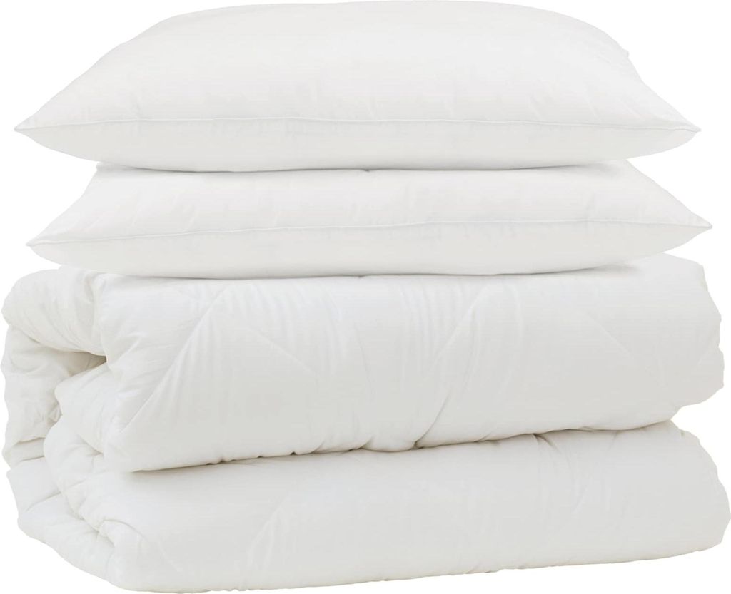 vidaXL Bettdecken Set 3 pcs Weiß Mikrofaser und Daunenfedern