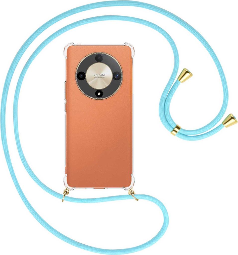 Handykette Backcover-Schutzhülle mit Band (Metall goldfarben) für Honor X9b (6.78'') - himmelblau