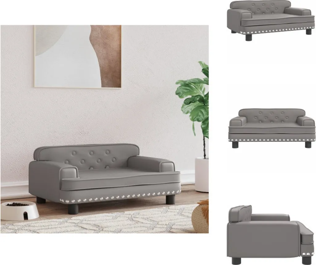 vidaXL Letto per Cani in Similpelle Grigio 70x45x30 cm | Max 50kg