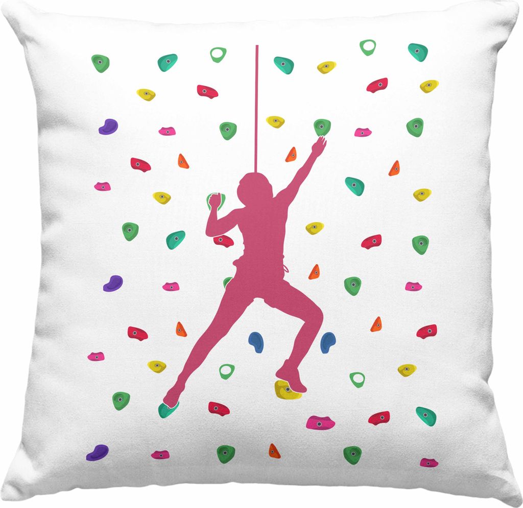 Trendation - Klettern Deko-Kissen mit Füllung 40x40 Geschenk Hobby Kletterer Geschenkidee Lustige Deko-Kissen mit Füllung 40x40 (Grün)