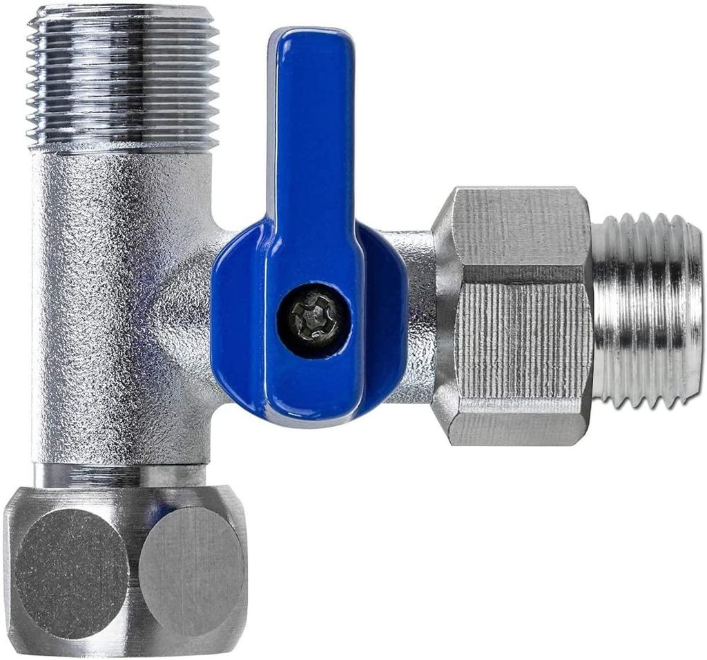 T-Stück Absperrventil 3/8 AG x 3/8 IG x 3/8 ÜM – Eckventil-Adapter Wasserfilter