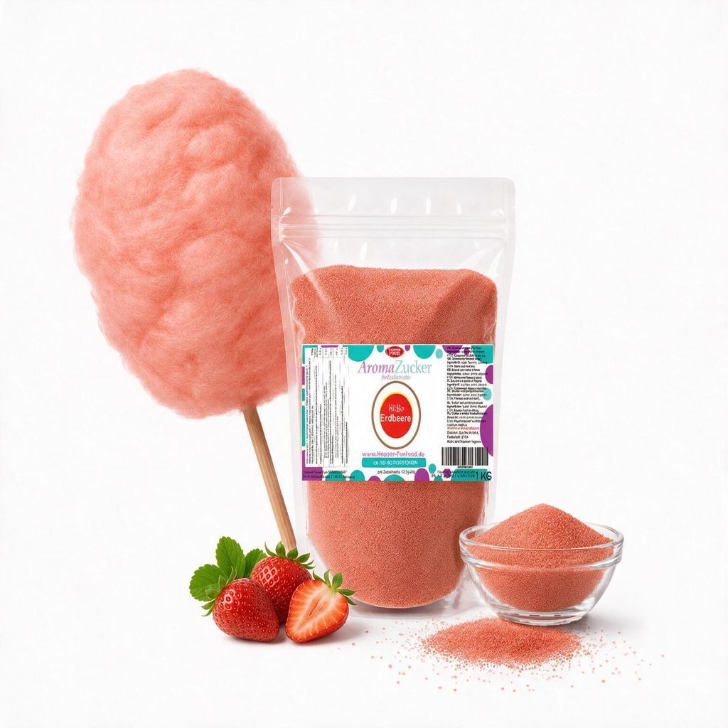 Aromatizovaný cukor na cukrovú vatu s príchuťou jahôd, 1 kg Obrázok produktu 