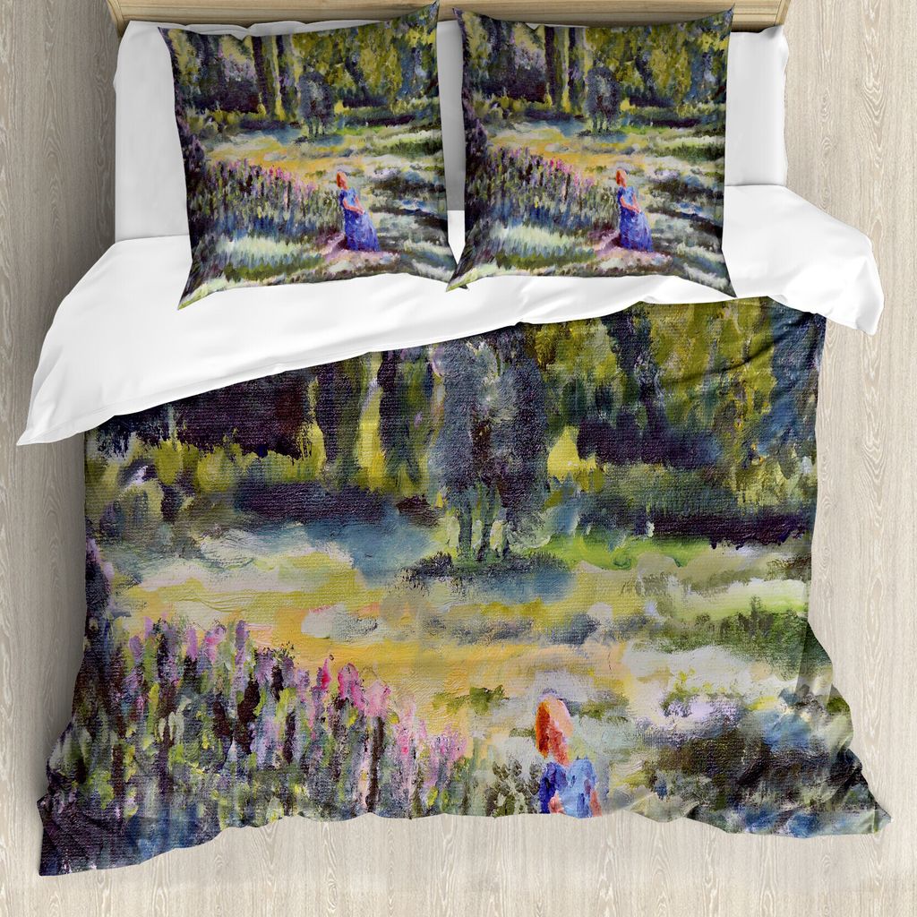 ABAKUHAUS Kunst Bettbezug Set für Einzelbetten, Natur-Landschaftsmalerei, Milbensicher Allergiker geeignet mit Kissenbezug, 200 cm x 200 cm - 80 x...