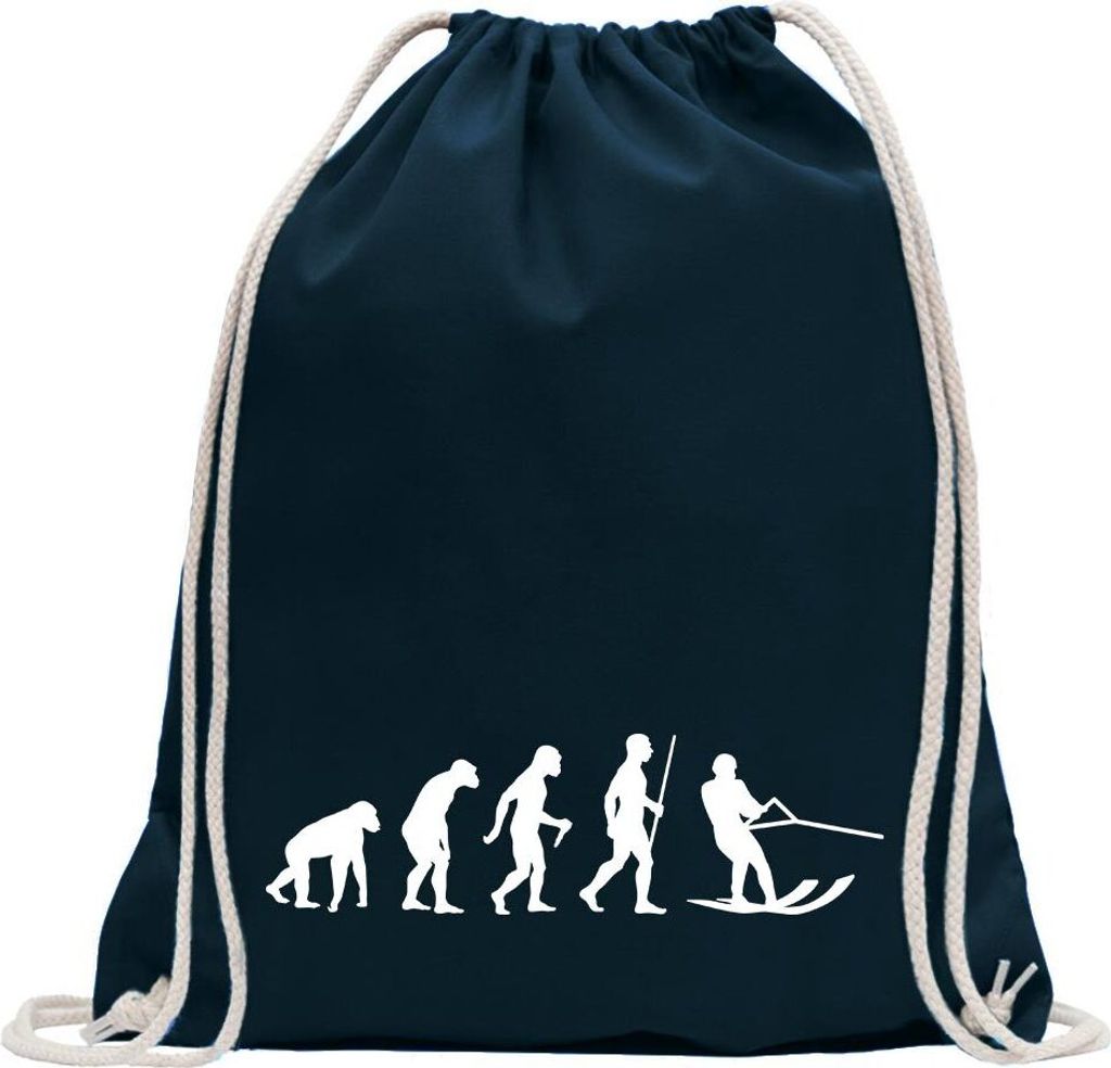Kiwistar - Turnbeutel - dunkelblau - Wasserski Evolution - Fun Rucksack Sport Beutel Gymsack Baumwolle mit Ziehgurt
