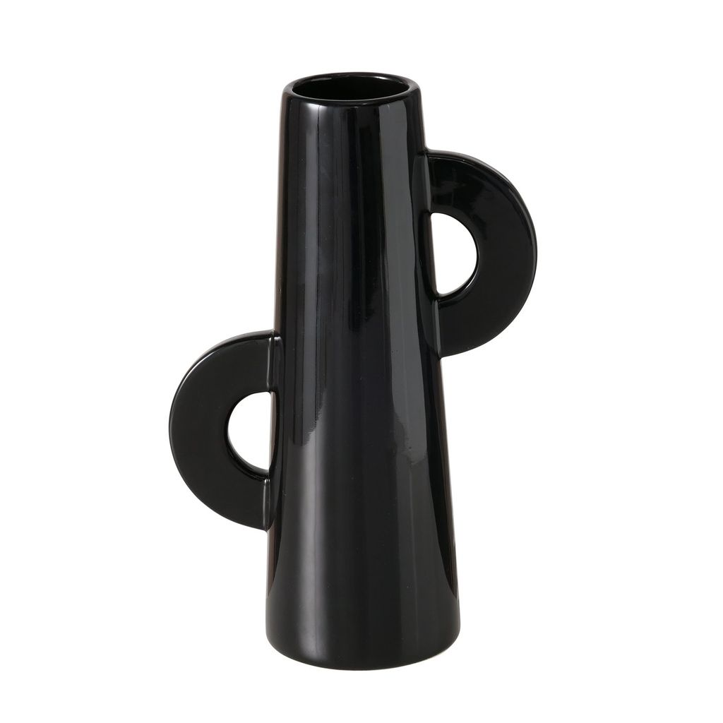 Boltze Home Vase Keramik schwarz 26cm - stilvolle Wohnaccessoires