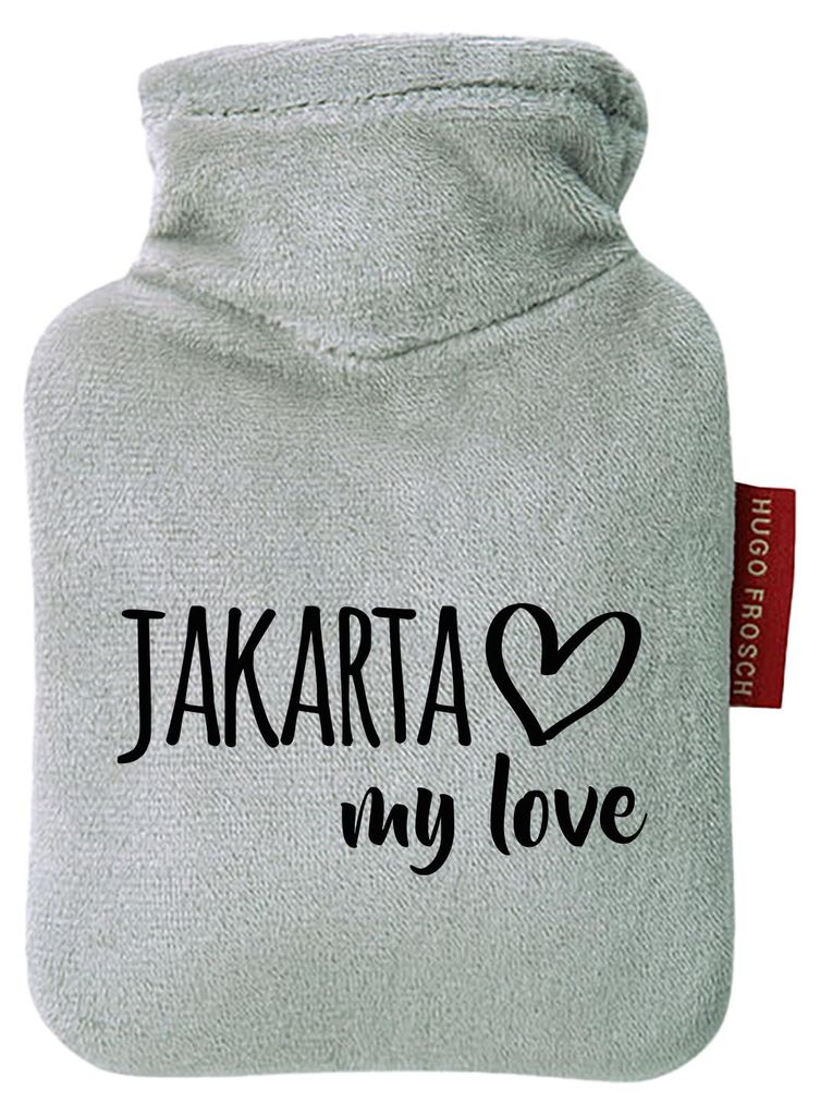 Huuraa Mini-Wärmflasche Jakarta my love 0,2 Liter Grey Mini Veloursbezug Taschenwärmer Geschenkidee