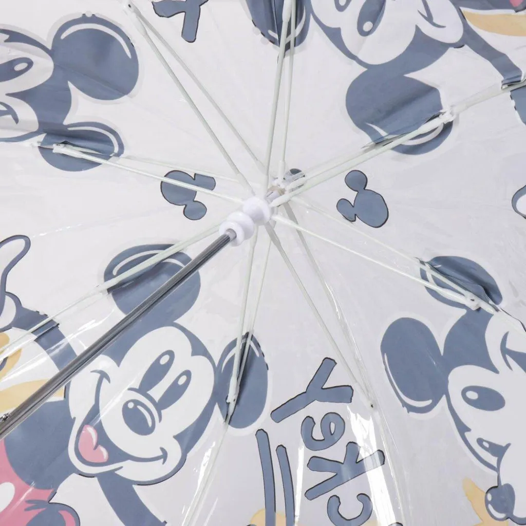 Ombrello A Campana Trasparente Con Fantasia Mickey Mouse – Diametro 68 Cm – Unisex, Multicolore – Perfetto Per Bambini E Giovani