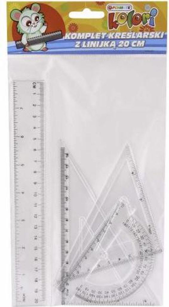 Komplet kreślarski z linijką 20cm PENMATE