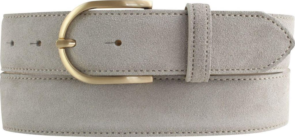 Damengürtel aus Veloursleder mit goldener Gürtelschnalle 3,5 cm