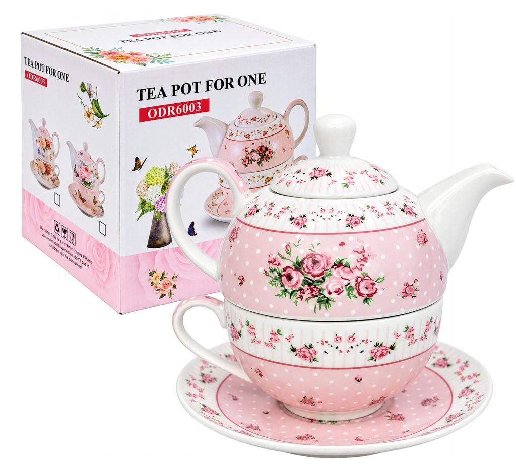 Teeservice Porzellantasse und Teekanne 400ml Geschenk für Produktbild 