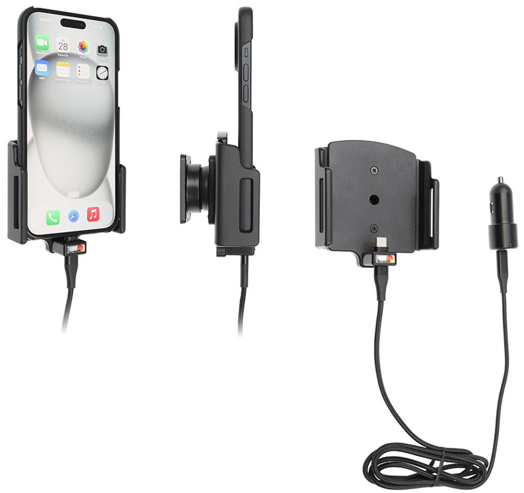 Brodit Gerätehalter 721377 mit Ladefunktion - für Smartphones - Apple iPhone 15 Plus, Apple iPhone 15 Pro Max