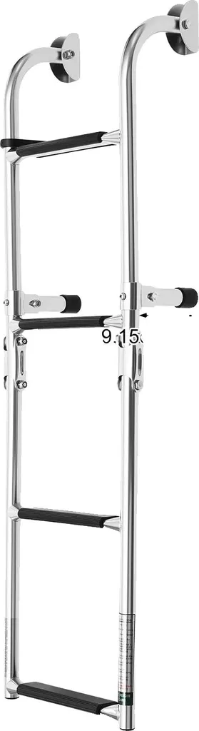 Échelle pliante antidérapante en acier inox durable de couleur argentée