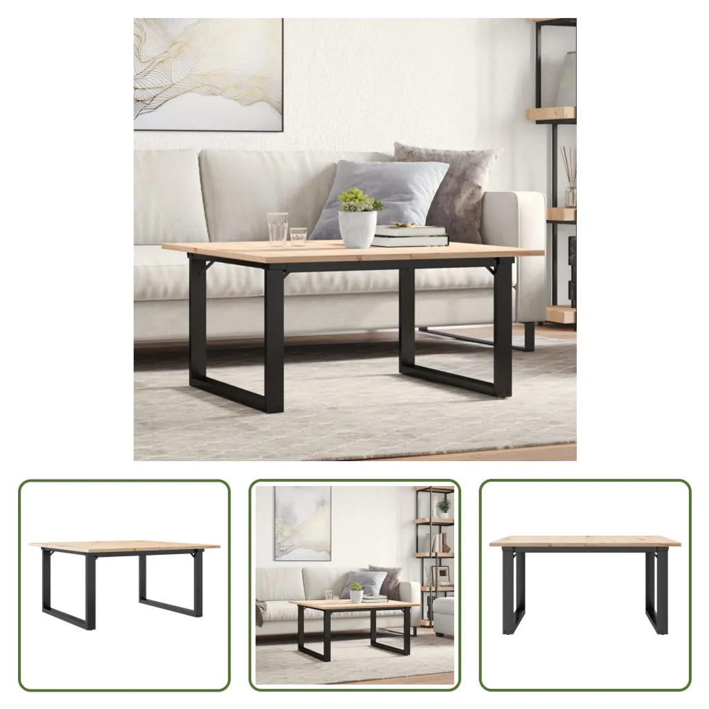 The Living Store tavolino O-frame 80x80x45cm in pino massiccio e ghisa