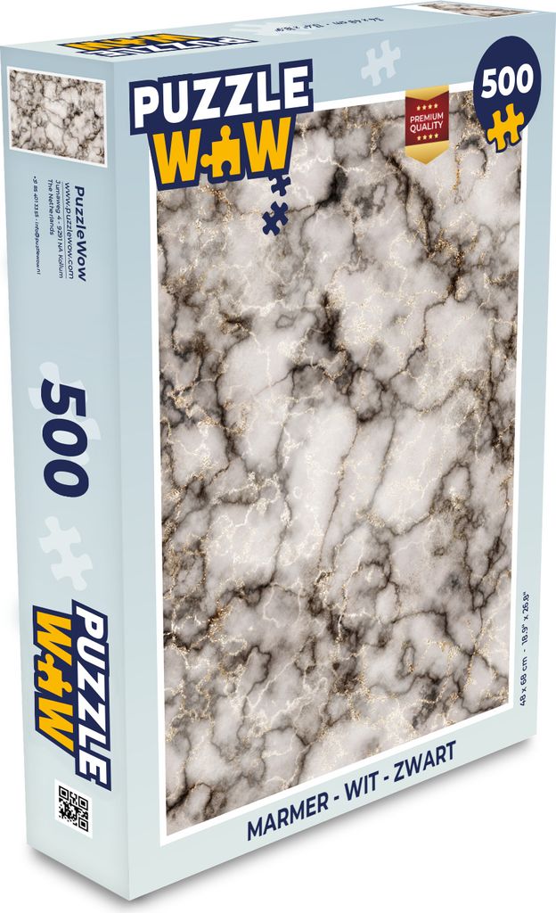 MuchoWow Puzzle 500 Teile Marmor - Weiß - Schwarz - Denken - Spiel - Toy