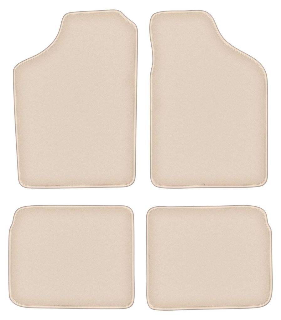 DURBAN Beige Velours-Fußmatten-Set für Volkswagen Polo II Coupé, Schrägheck, Limousine (1981-1992)