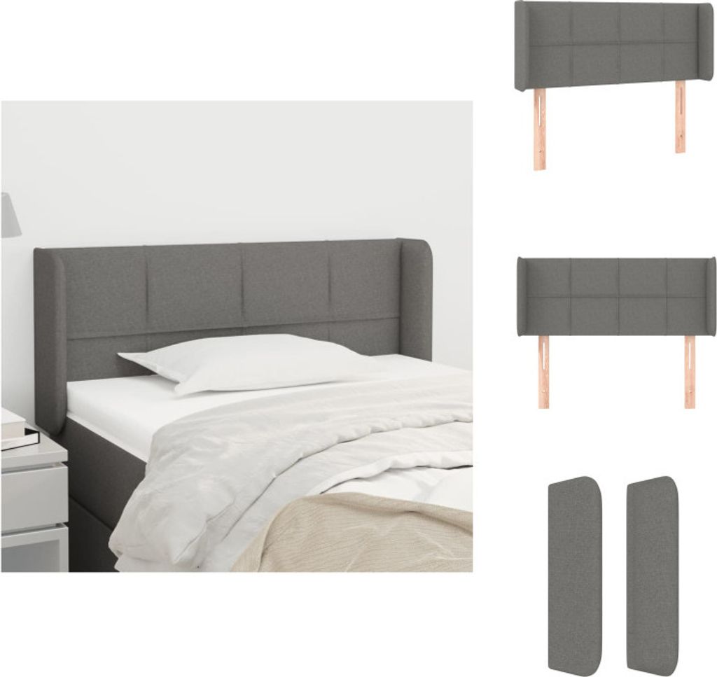 vidaXL Kopfteil mit Ohren Dunkelgrau 103x16x78/88 cm Stoff - Kopf- & Fußenden