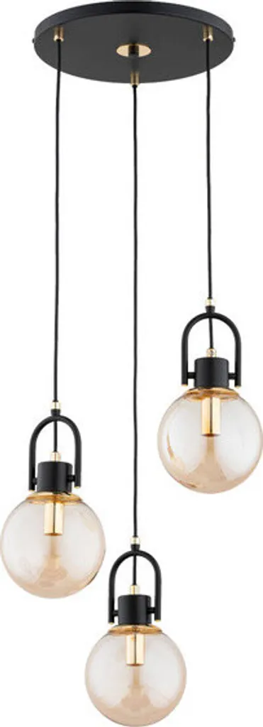 Lustre suspension 3 globes en métal doré pour salon chic STORMI