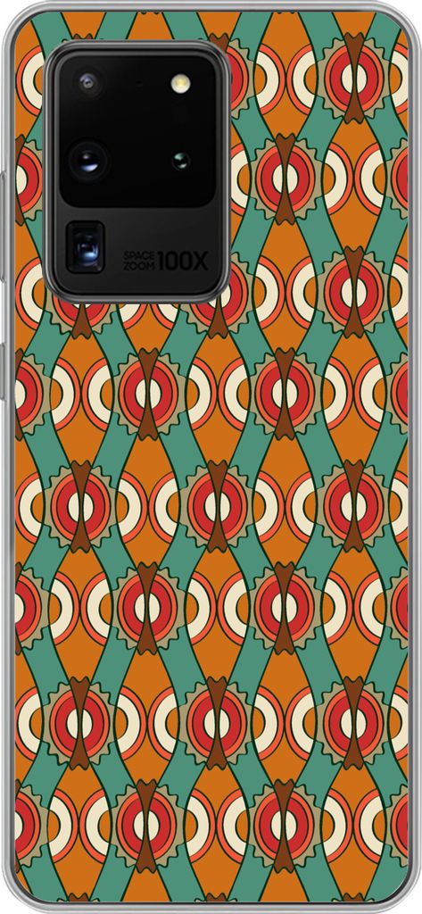 MuchoWow Handyhülle Schutzhülle Hülle für Telefoonhoesje Samsung Galaxy S20 Ultra Design - Retro - Orange - Abstrakt Silikon Softcase Handy H...