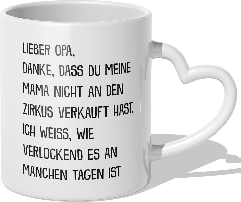22Feels Opa Geschenk Geburtstag Grossvater Tasse Weihnachten Rentner Kaffeetasse Männer Herrentag Haferl Beste Grosseltern (Herzhenkel Weiss)